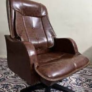 high back leather executive boss chair in maroon with yellow stitching