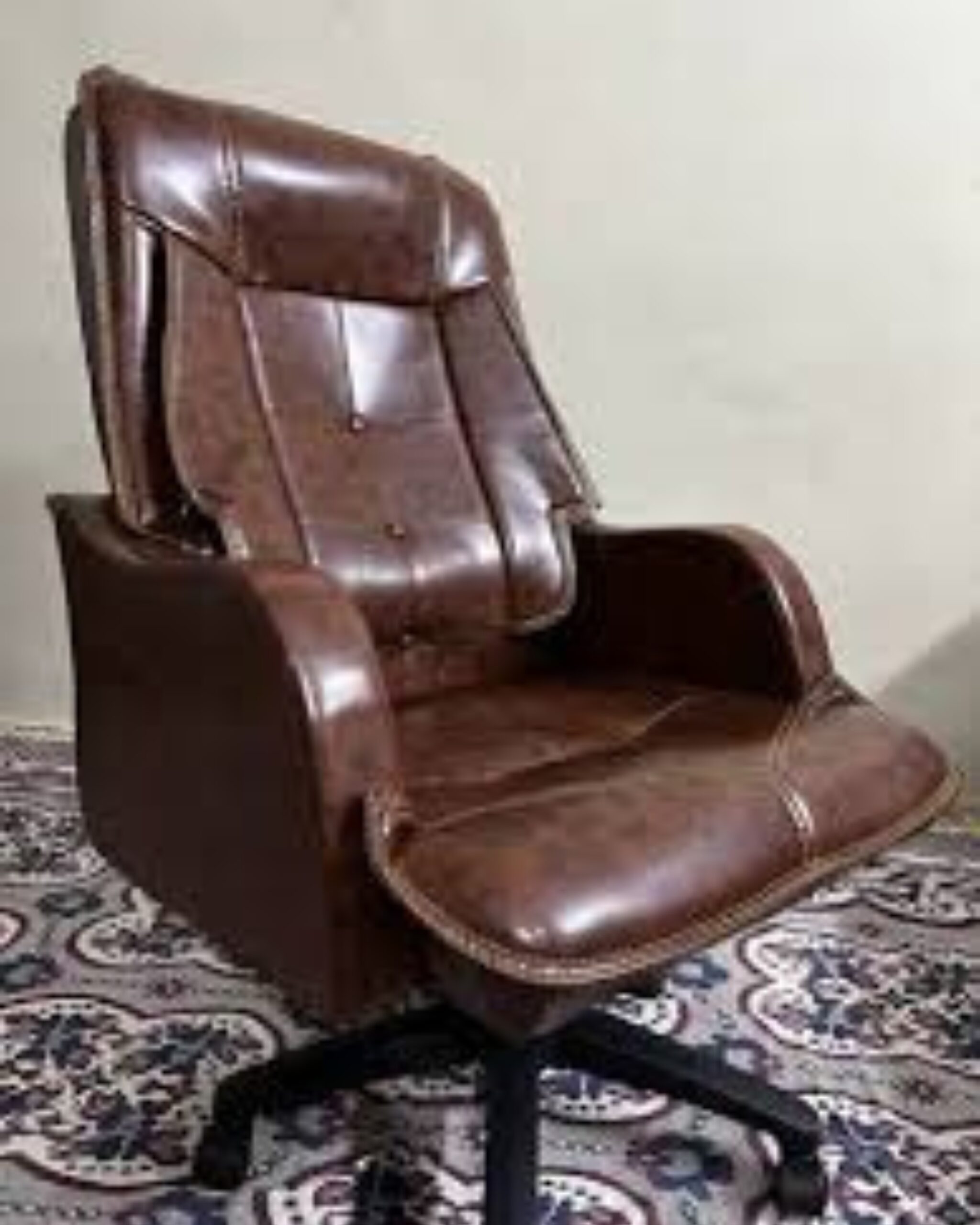 high back leather executive boss chair in maroon with yellow stitching