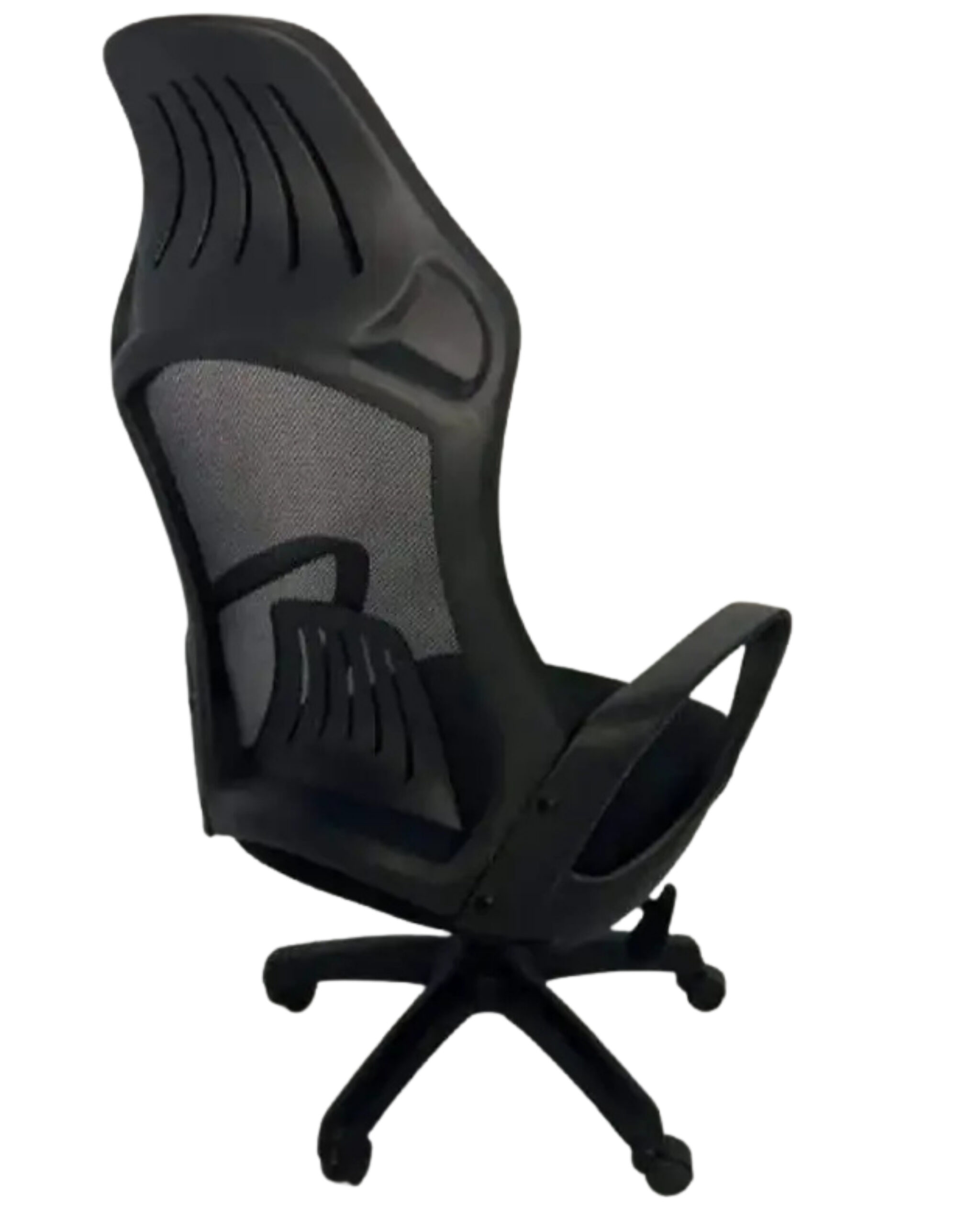 high back mesh ergonomic chair showing 5 star swivel base and cushion